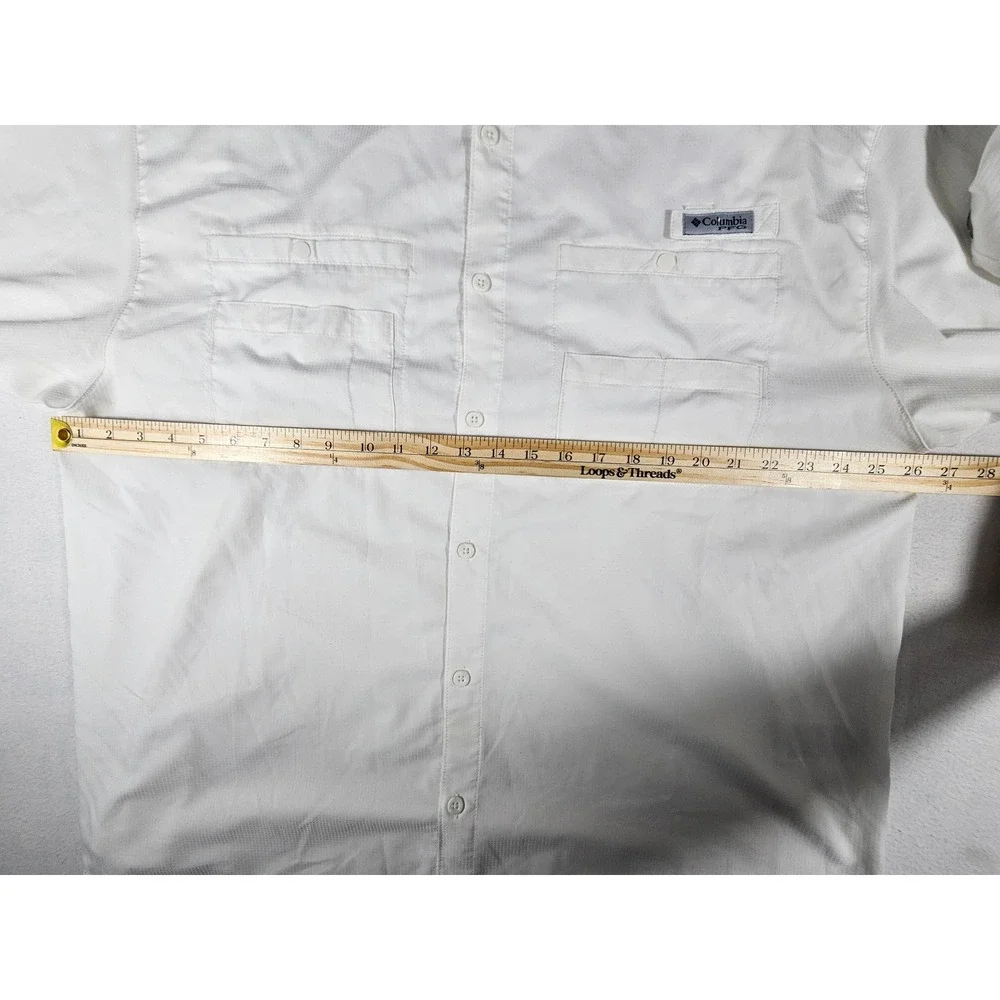 Columbia PFG Bahama II Fishing Shirt Mens XXL White Long Sleeve FM7253 Utility